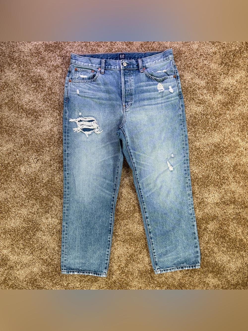 GAP Denim Distressed Boyfriend Jeans Women’s 30 Regular Light Wash Cropped Ankle